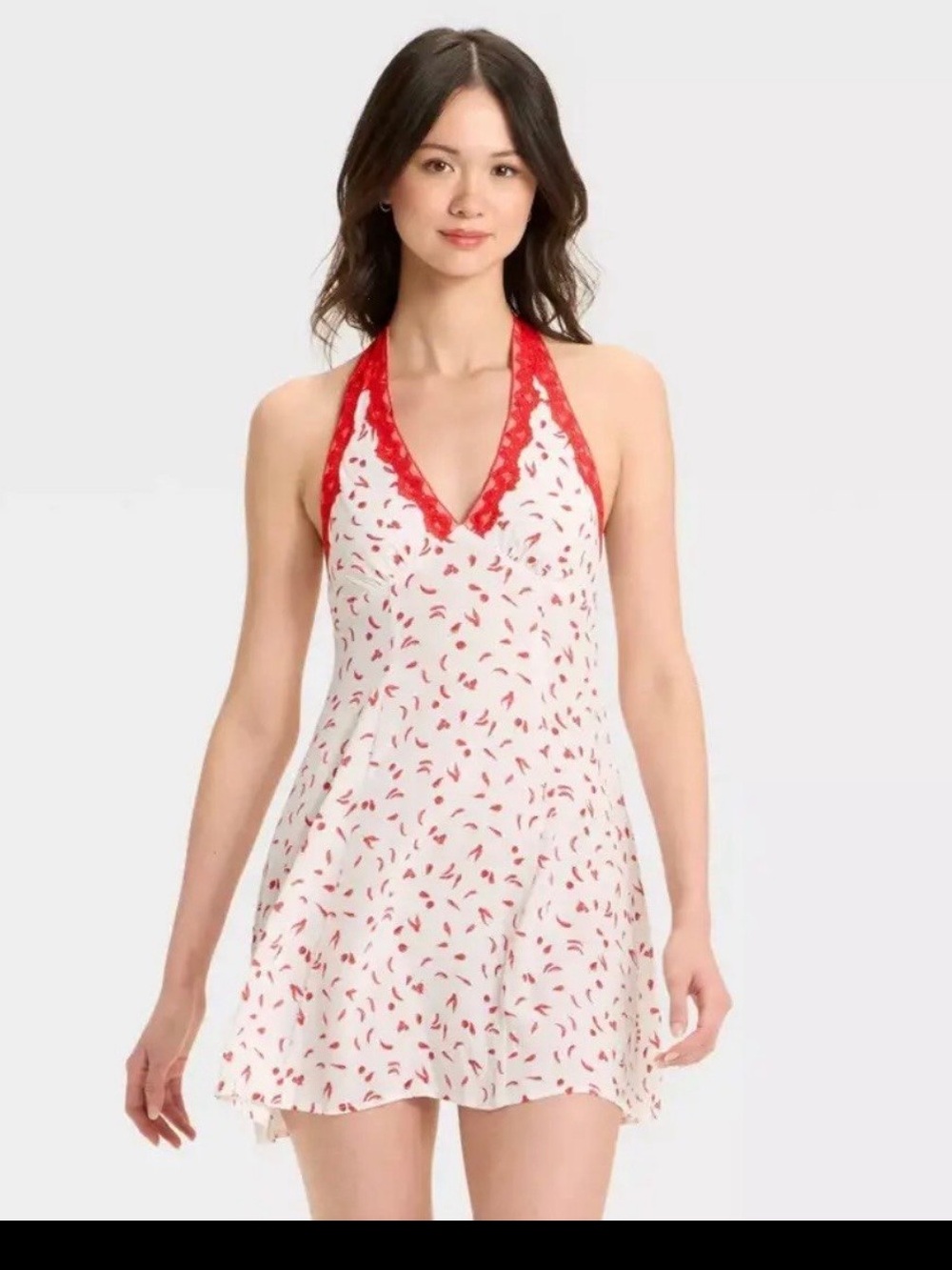 🌶️ Wild Fable Red Chili Pepper Halter Mini Dress – Lace Trim small new with tags